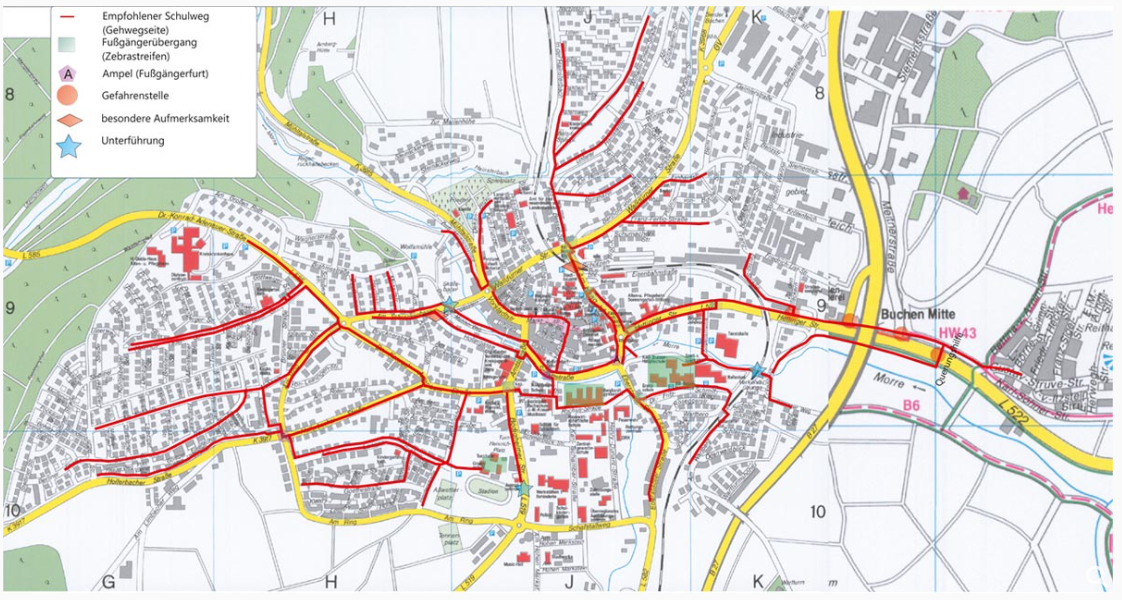 Gehschulwegplan Buchen