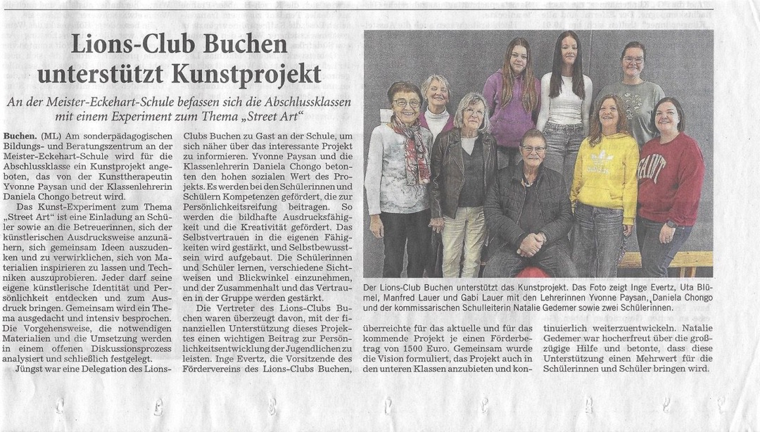 Zeitung Spende Lionsclub